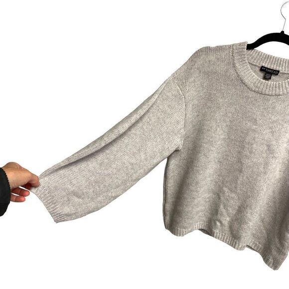 En THREAD Cashmere Oversized Merino Wool Wide Sleeve Sweater Grey L - Picture 5 of 6
